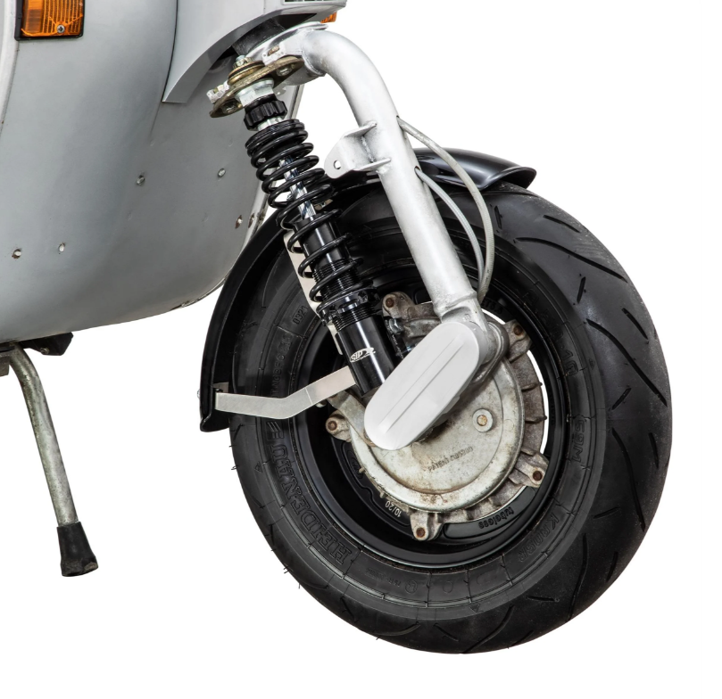 Guardabarros 2.0 Garelli EVO II para Vespa PX 80-200ccm, GRP negro, soporte acero inoxidable cepillado
