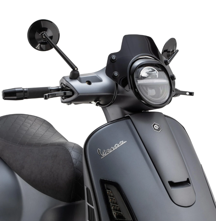 Parabrisas sin soporte negro tintado para Vespa GTS/GTS Super/GT/Primavera/Elettrica/PX
