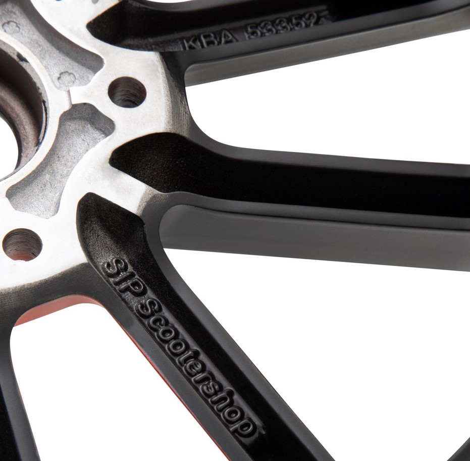 Llanta delantera/trasera 12" para Vespa GTS/GTS Super/GTV/GT 60/GT/GT L 125-300ccm, negro mate/rojo