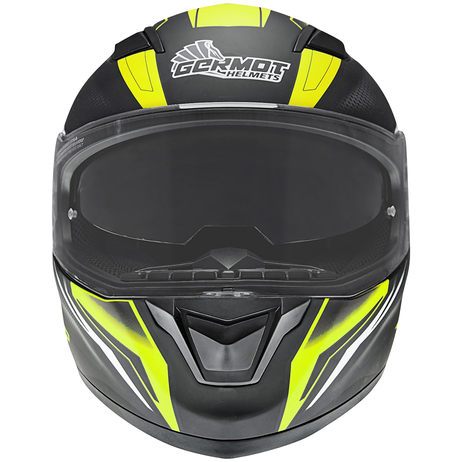 Casco integral Germot GM 330, negro mate/amarillo fluo