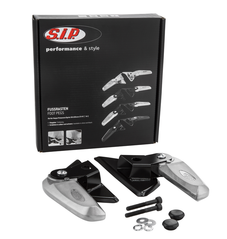 Estriberas derecha e izquierda para Vespa LX /LXV /S 50-150cc, negro/plata