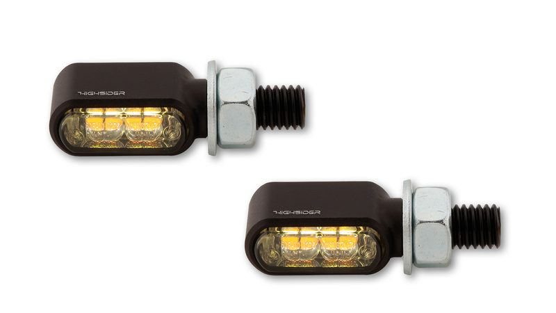 HIGHSIDER pro Little Bronx Piloto intermitente/de posición LED negro/tintado 2en1, CNC, homologado E (par)
