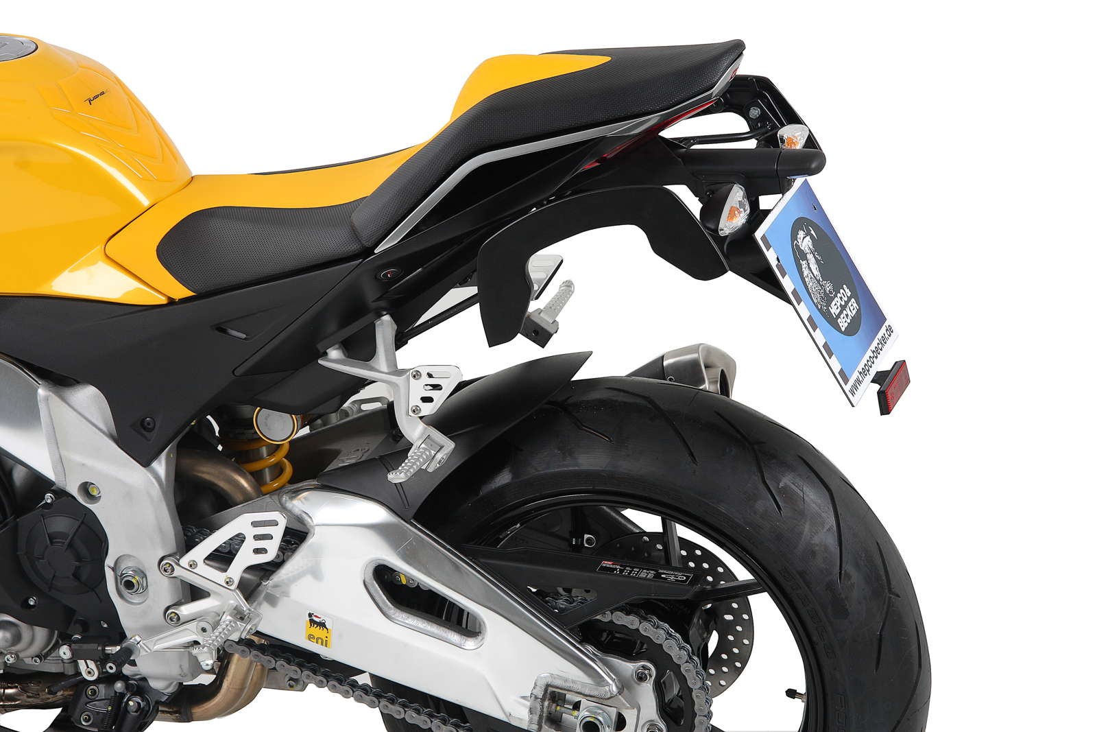 Soporte lateral C-Bow negro para Aprilia Tuono V4 R (Bj.12-)/ Tuono V4 1100 RR (Bj.15-) Hepco & Becker