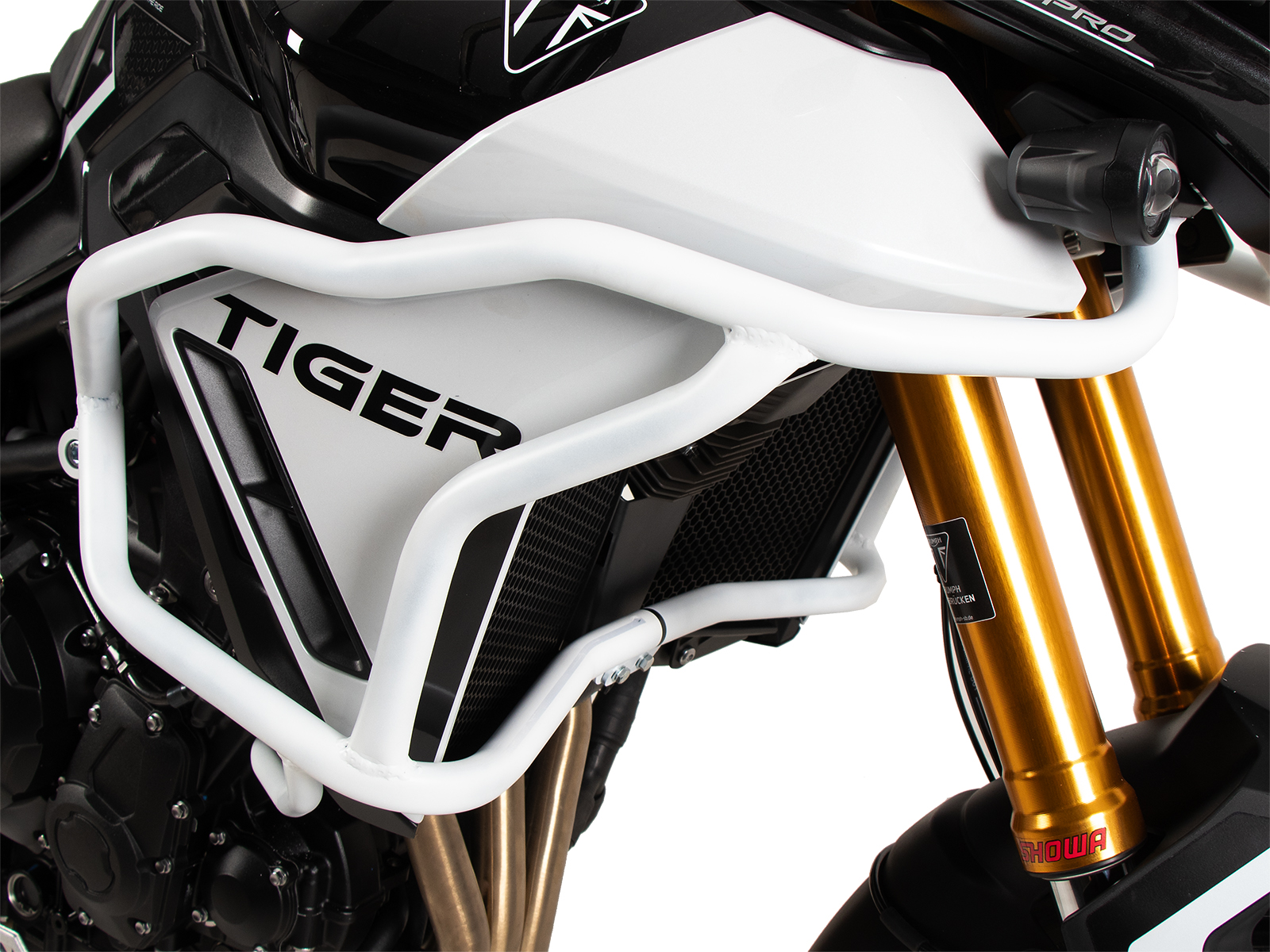 Barra de protección del depósito "Solid" blanca para Triumph Tiger 900 Rally Pro (24-) Hepco & Becker