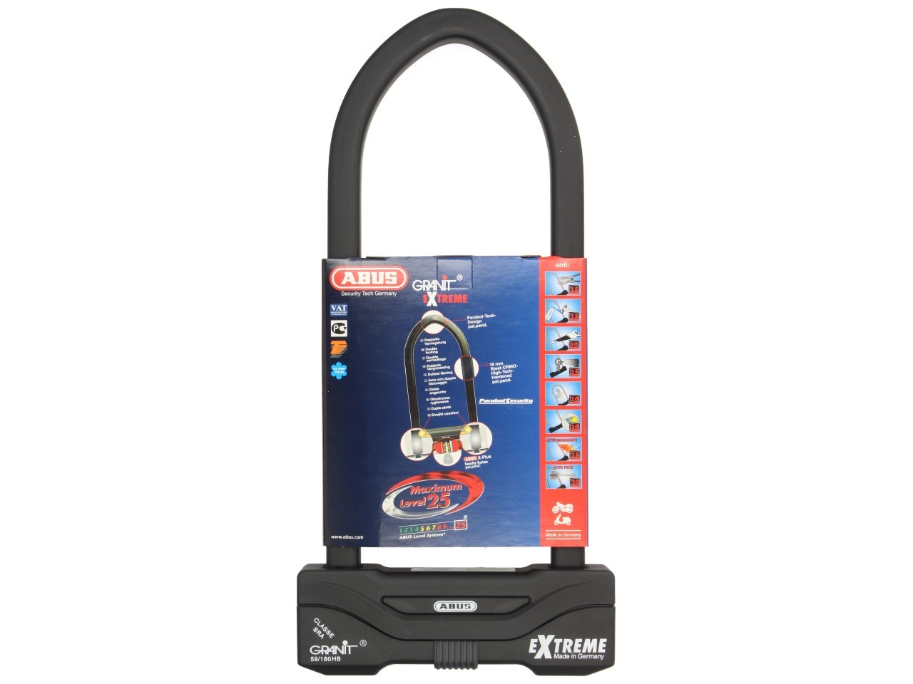 ABUS U-lock 310x111 Granit Extreme Plus 59 para moto, scooter y Vespa
