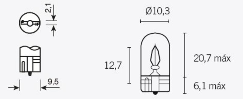 Bombillas Tecnium T10 12V 3W - x10