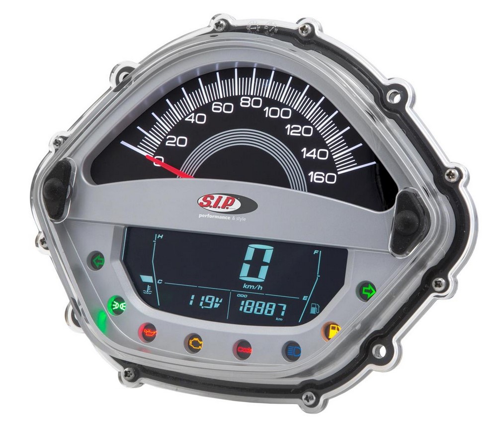 Cuentavueltas/cuentavueltas para Vespa GTS/GTS Super 125-300cc ('14-'16), plata