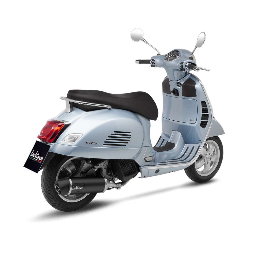 Sistema de escape LeoVince SBK Nero para Vespa GTS 125 /Super, negro, slip on, certificado E, Euro5