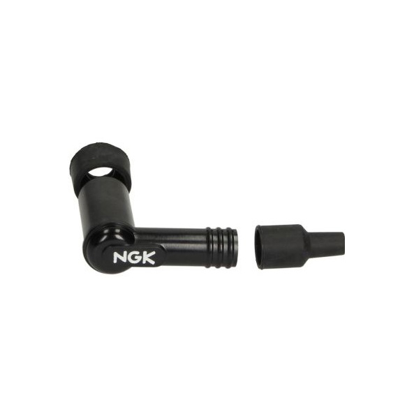 Conector de bujía NGK, L05EA, negro, ángulo de 90°, para tuerca de conexión, diseño especial