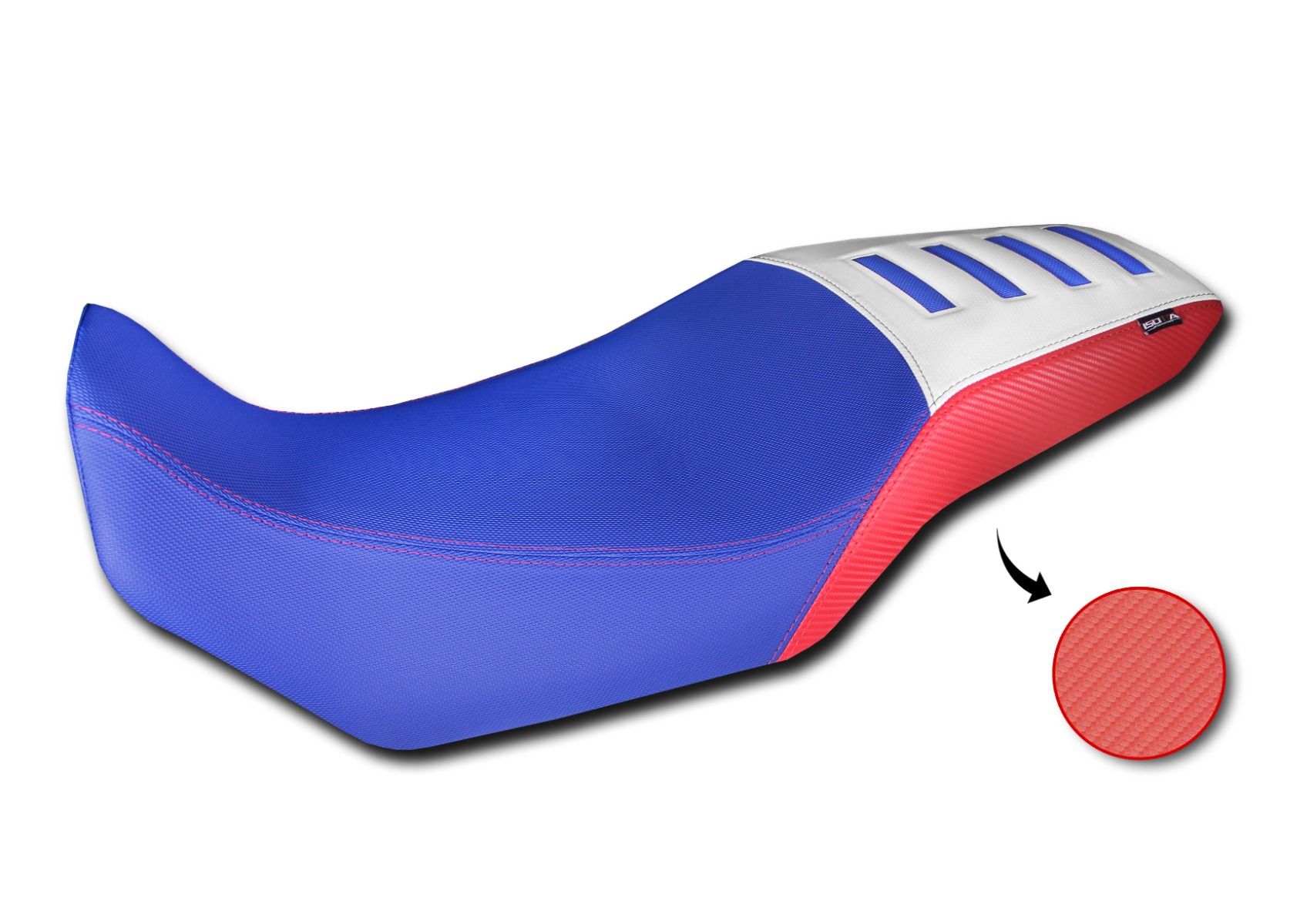 Funda de asiento Comfort de fibra 3D para Honda XL 750 Transalp, azul / rojo / blanco