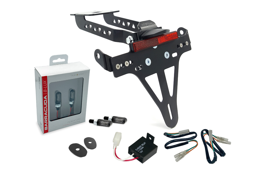 alpha Technik Kennzeichenhalter-Blinker-Kit M-LED (vorne + hinten) für Kawasaki Z650 und Ninja 650 T