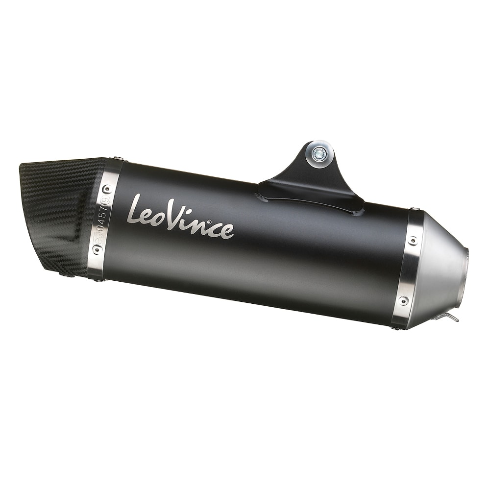 Sistema de escape LeoVince SBK Nero Evo 2, acero inoxidable, slip on para Piaggio MP3 400 / 500