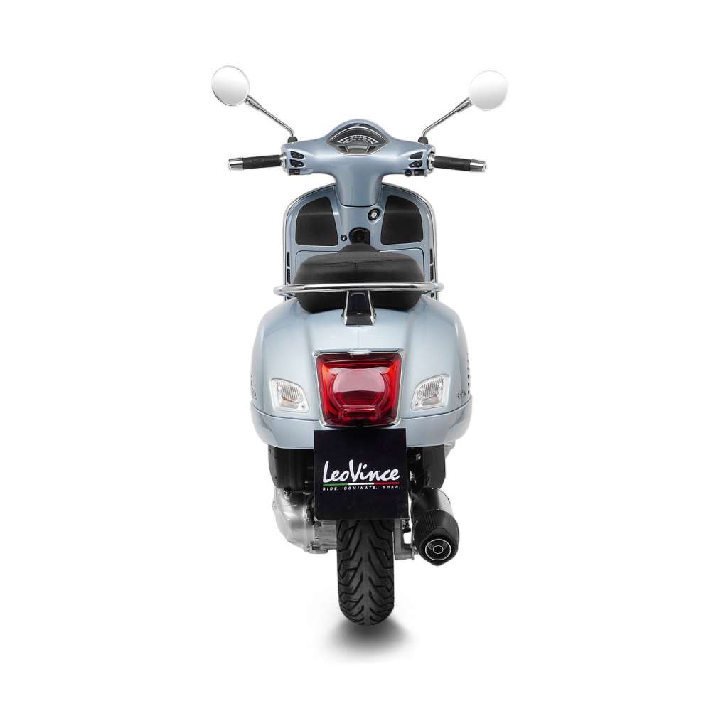 Sistema de escape LeoVince LV One Evo para Vespa GTS 125 /Super, plata, slip on, certificado E, Euro5