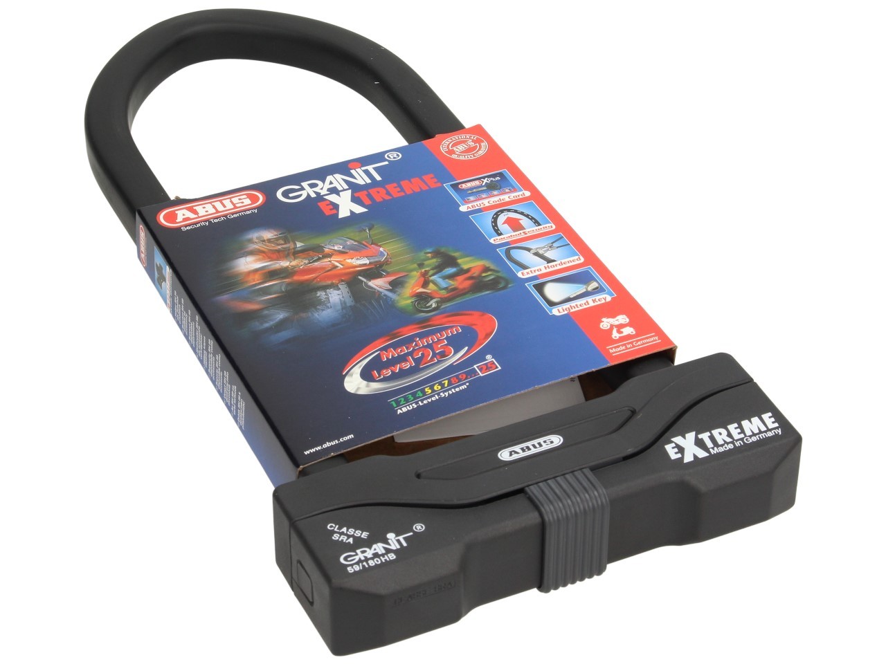 ABUS U-lock 310x111 Granit Extreme Plus 59 para moto, scooter y Vespa