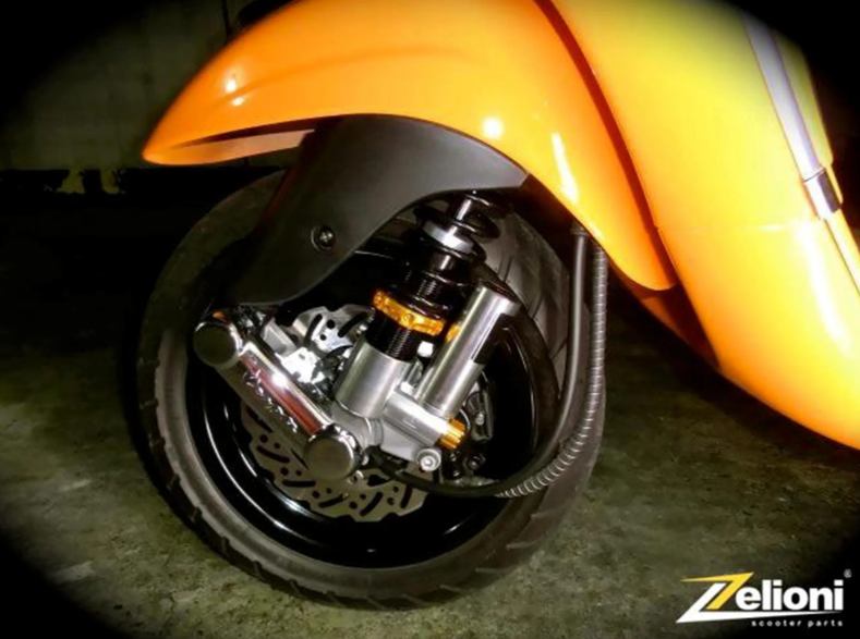 Amortiguador delantero ZELIONI para Vespa ET2/ET4/LX/LXV/S 50-150ccm, plata/naranja/negro