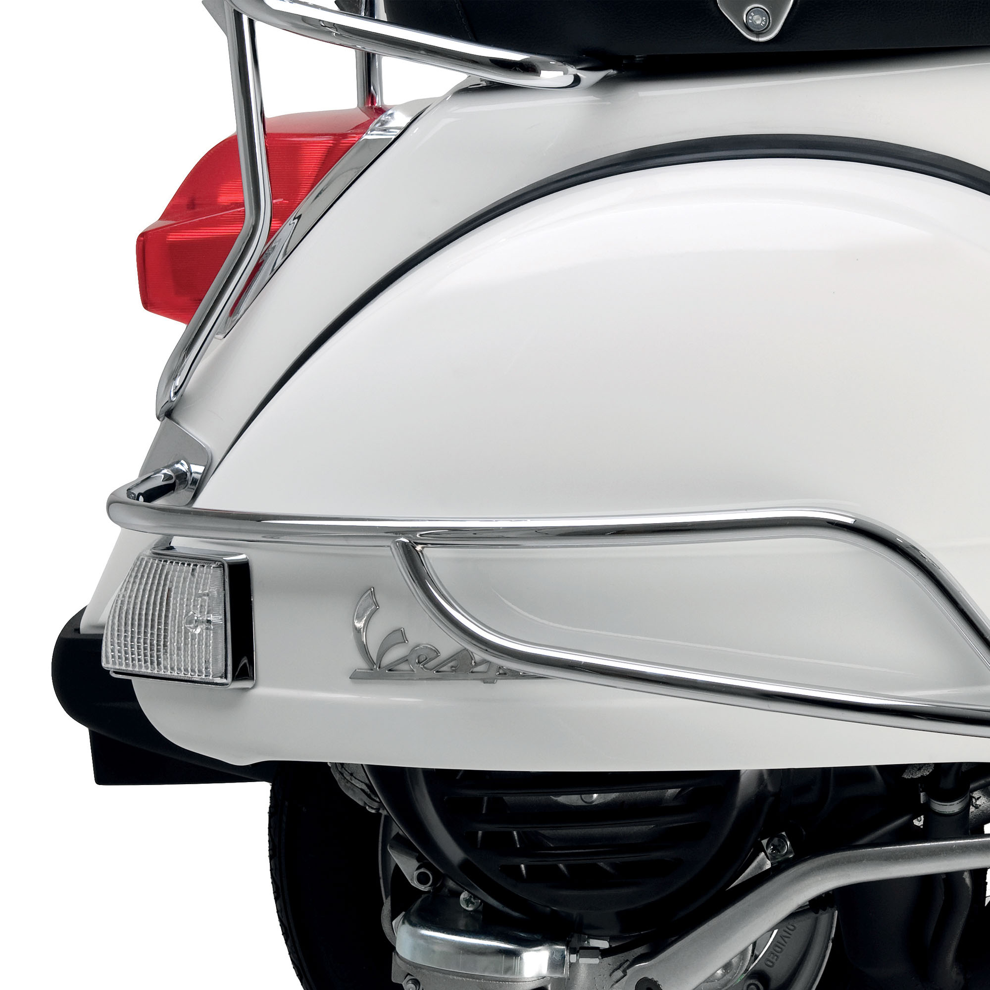 Barra de choque lateral trasera original cromada Vespa PX