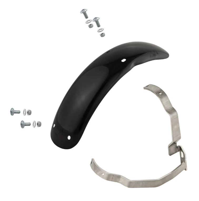 Guardabarros 2.0 Garelli Race EVO II para Vespa PX 80-200ccm, GRP negro, soporte acero inoxidable cepillado