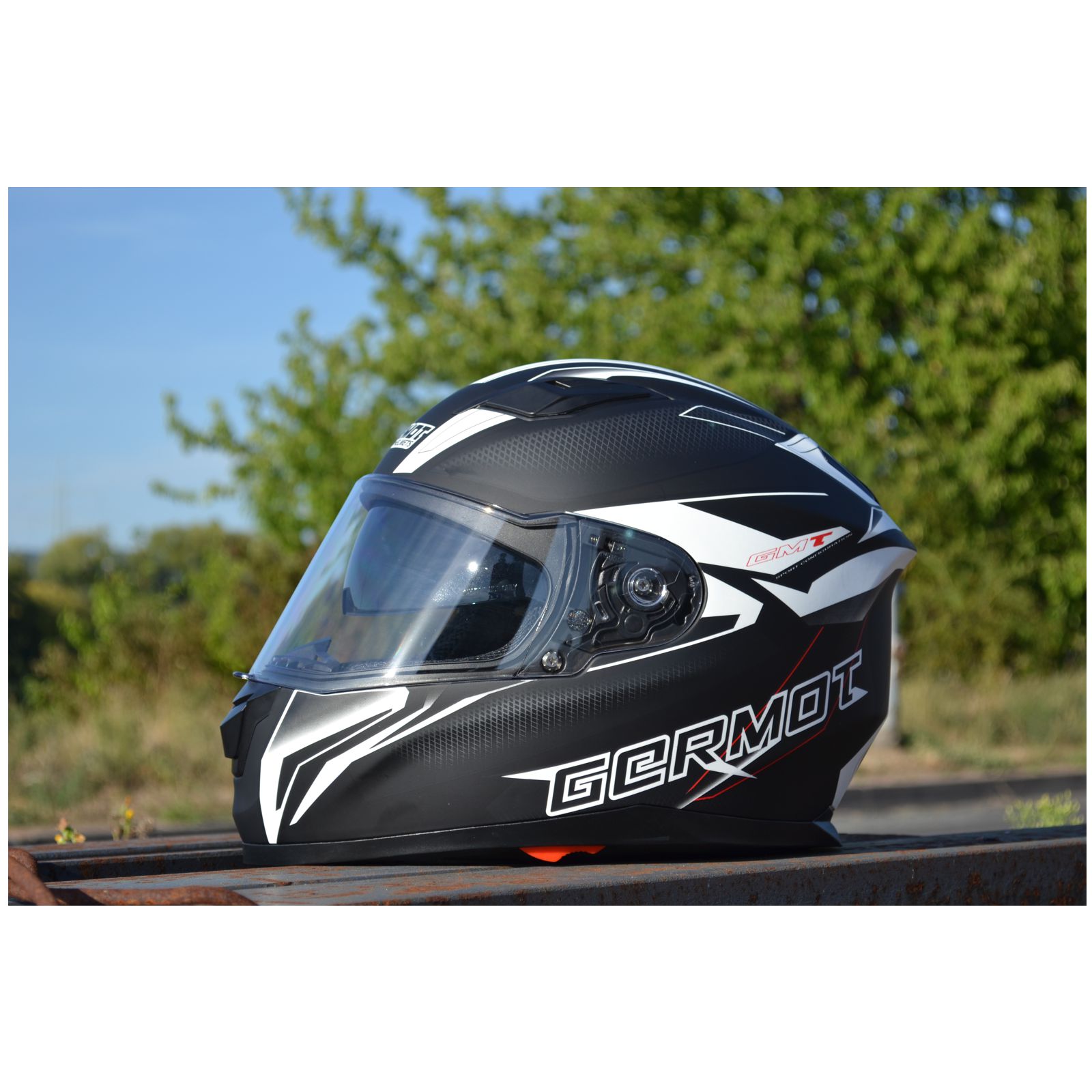 Casco integral Germot GM 330, negro mate/blanco