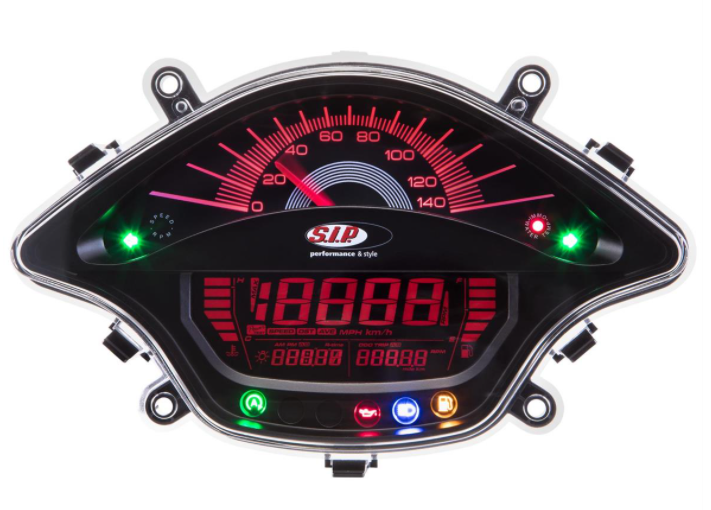 Cuentarrevoluciones/Tacho para Vespa Primavera/Sprint 50-150cc 2T/4T AC, negro