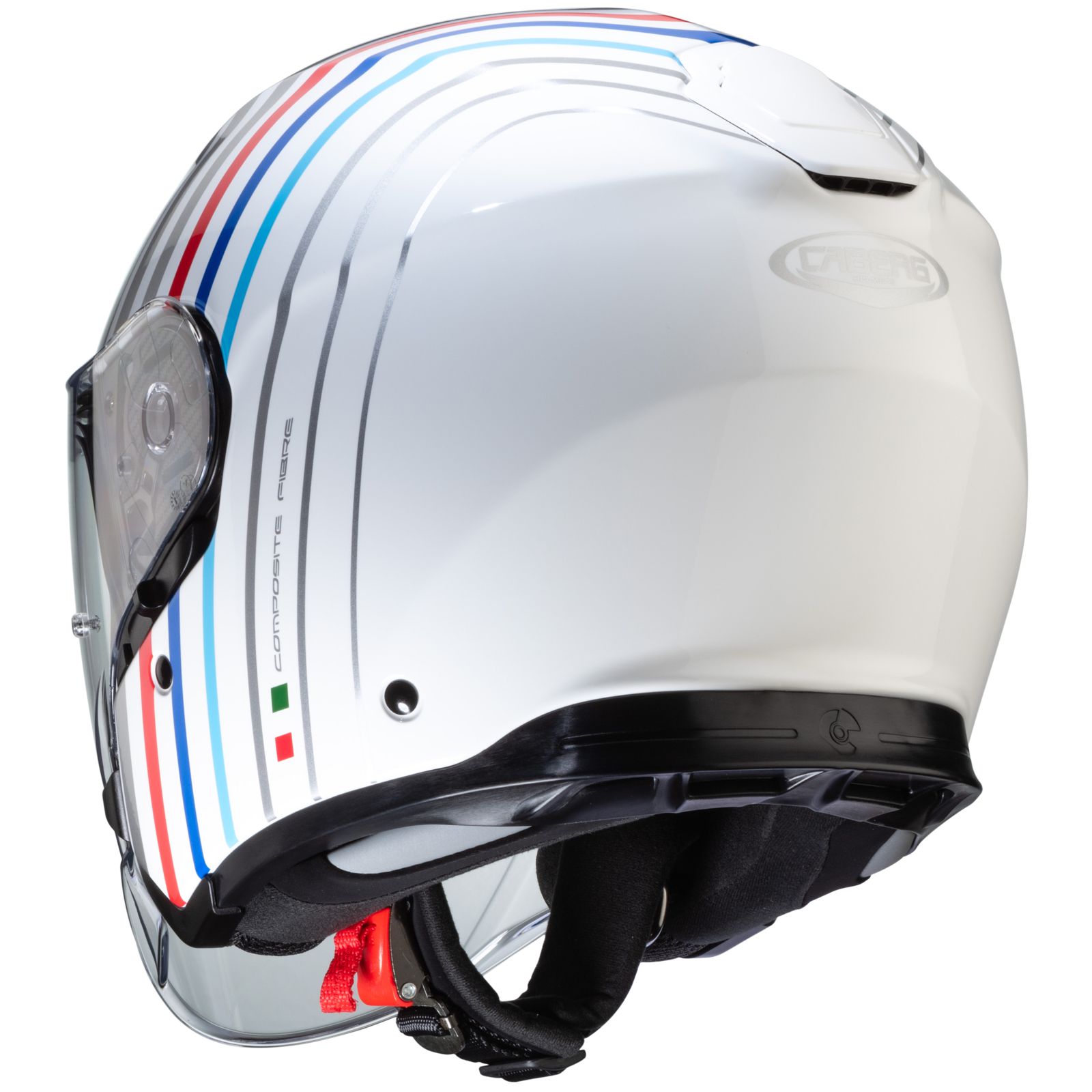 Casco Caberg Flyon Bakari, blanco/plata-azul-rojo