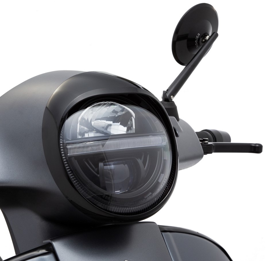 Anillo de luz para Vespa GTS/GTS Super/GT/GT L 125-300cc, negro brillante