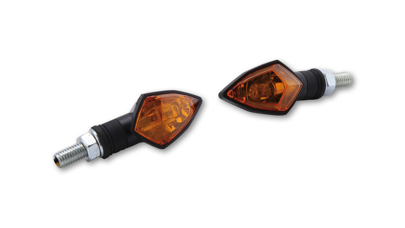 Bombillas HIGHSIDER Smart Rock Mini carcasa de intermitente negra / lente naranja (par), delantera y trasera
