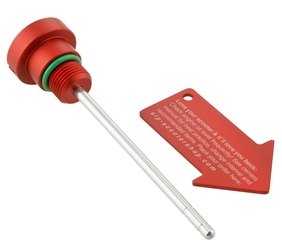 Tapón de llenado de aceite del motor para Vespa GTS/GTS Super/GTV 300cc HPE, rojo mate