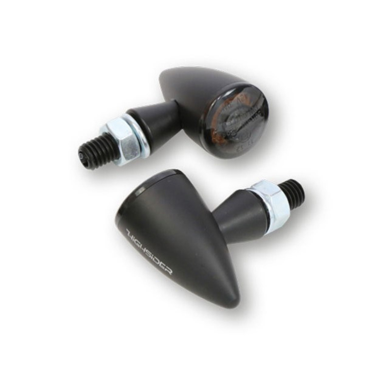HIGHSIDER pro Apollo Bullet Indicador LED/luz de posición negro/tono 2en1, homologado E (par)