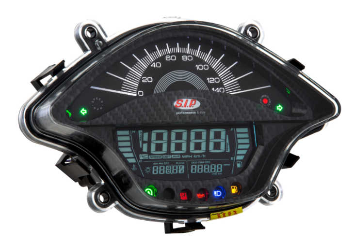 Cuentarrevoluciones/calendario para Vespa Primavera/Sprint 50-150cc 2T/4T AC, aspecto carbono