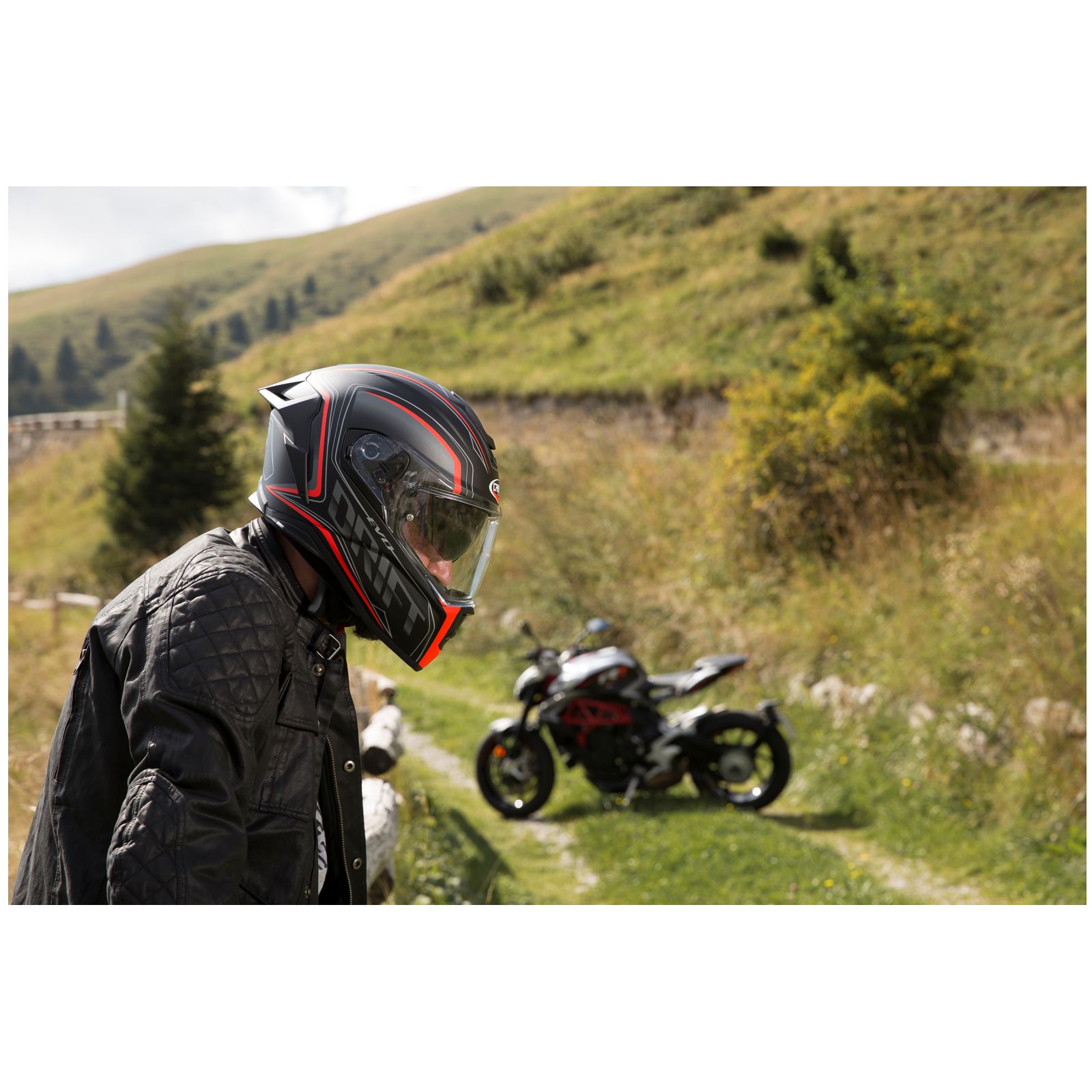 Casco Caberg Drift Evo Integra, negro mate/gris-rojo