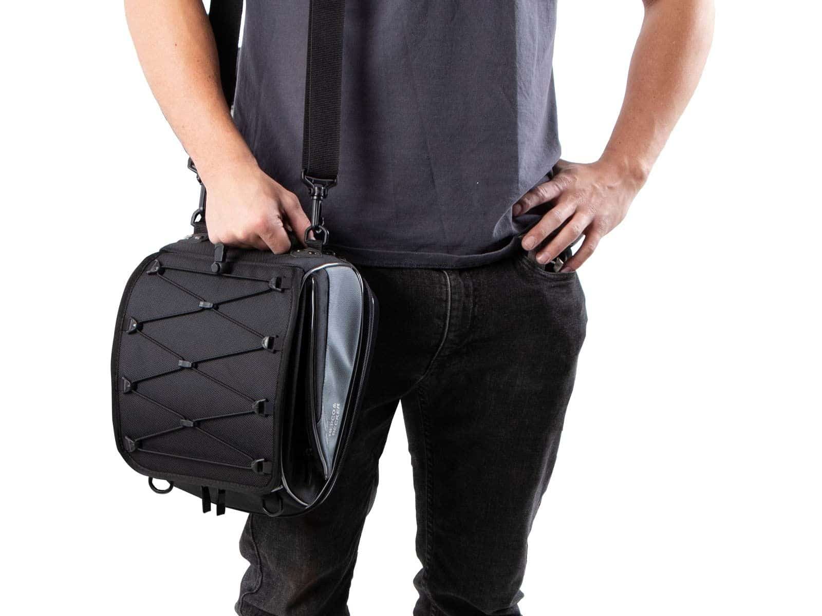 Bolsa trasera Street negra, fijación universal al cinturón, Hepco & Becker
