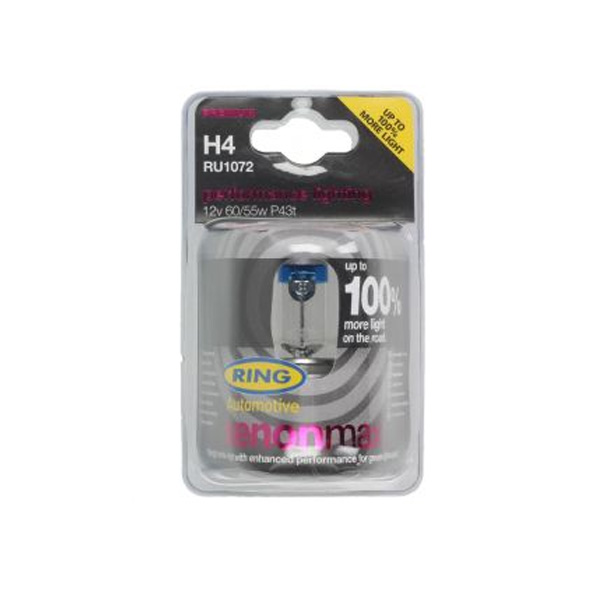 Bombilla de anillo, bombilla, H4, +100% más de luz, 12 V, 60/55 W, P43t