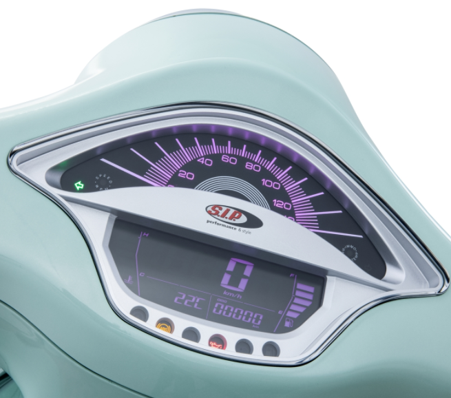 Cuentarrevoluciones/calendario para Vespa Primavera/Sprint 50-150cc 2T/4T AC, plata