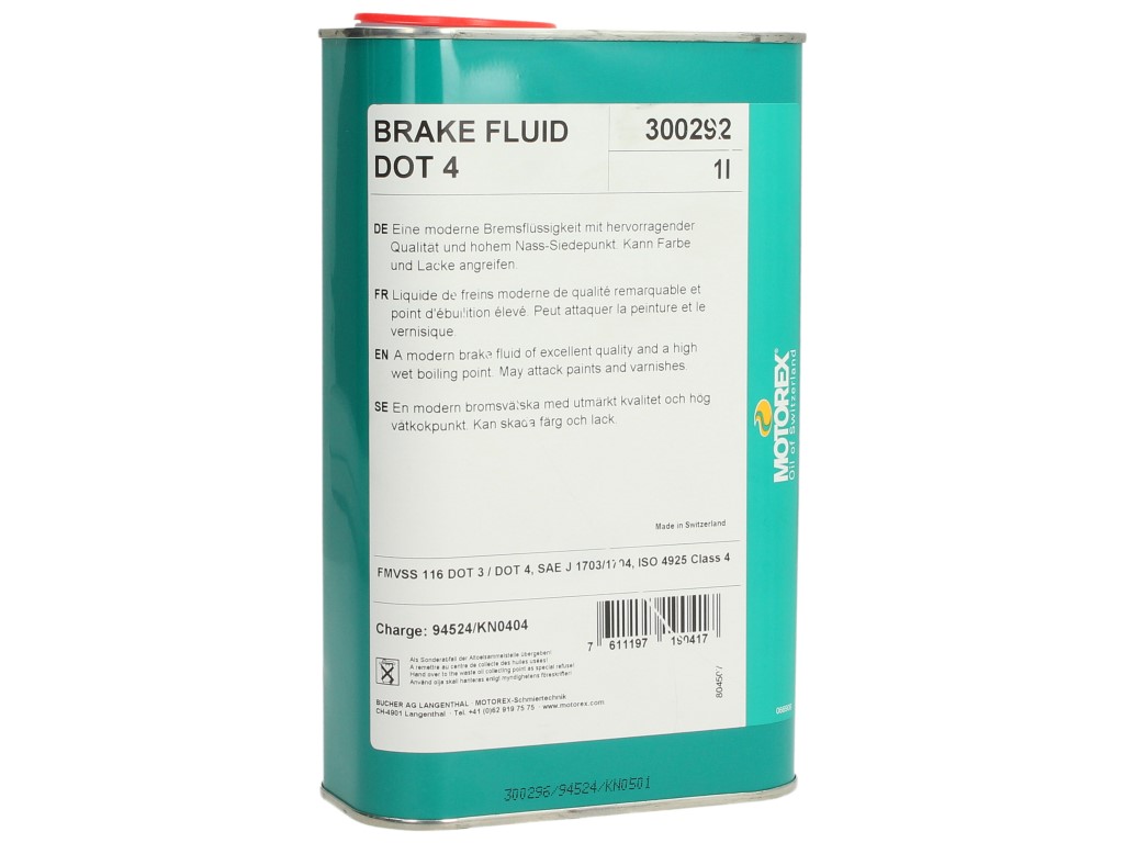 Líquido de frenos Motorex, DOT 4, 1 l, transparente, paquete de 12