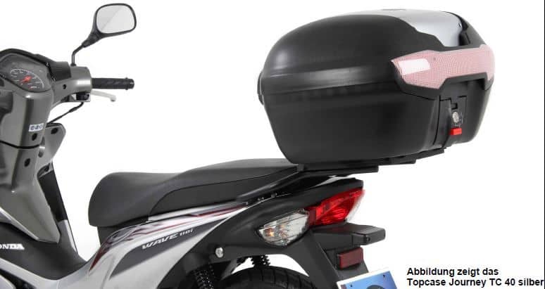 Journey Topcase 40 negro-plata incl. soporte para Honda AFS 110i Wave (12-16) Hepco & Becker