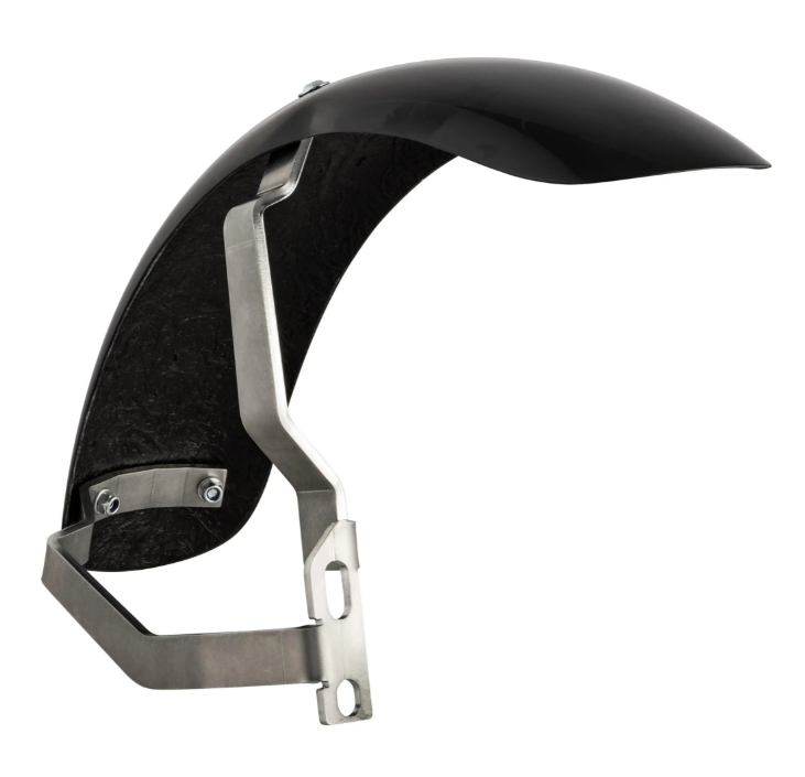 Guardabarros 2.0 Garelli Race EVO II para Vespa PX 80-200ccm, GRP negro, soporte acero inoxidable cepillado