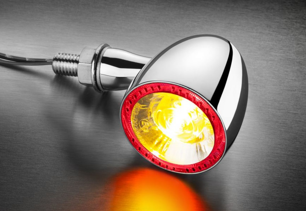 Indicador Kellermann, luz trasera y de freno, Bullet 1000 DF, acero, LED, HL/HR, 12 V, cromo brillante
