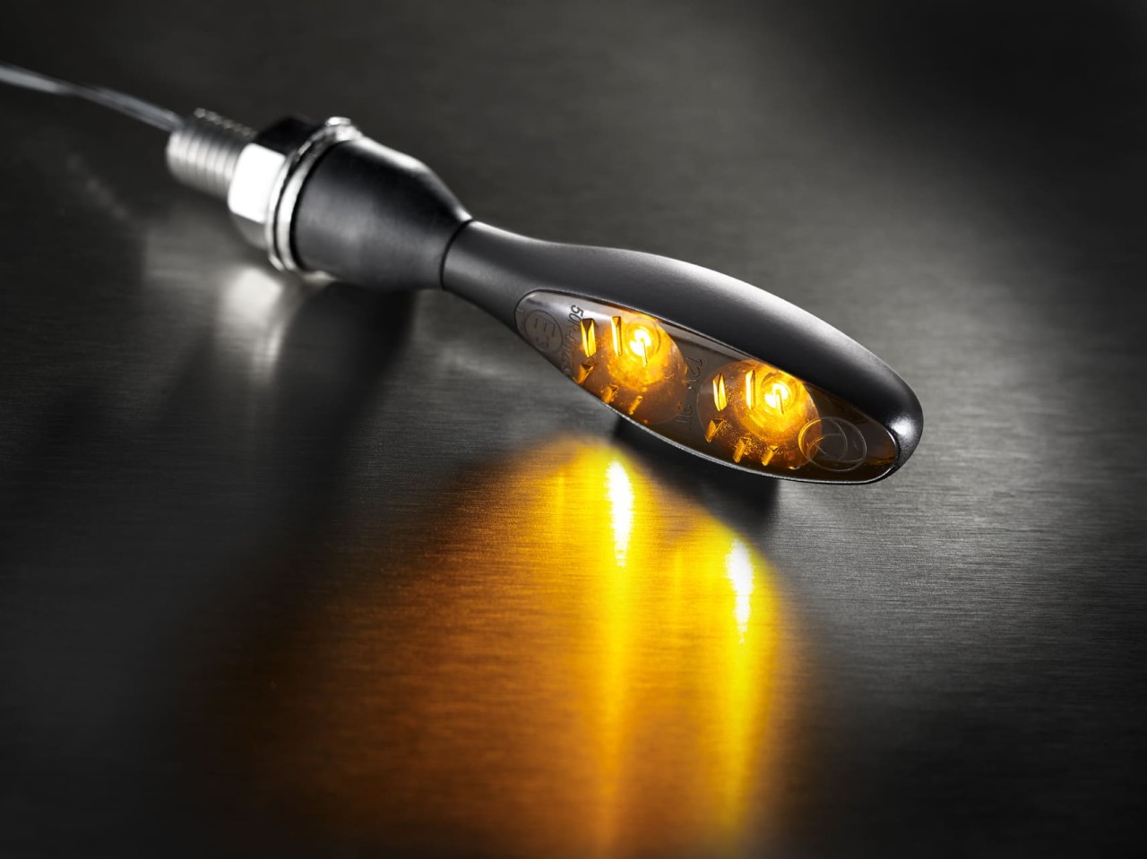 Indicador Kellermann, Micro 1000 LED Dark, acero, LED, V/H, L/R, 12 V, negro satinado, M8x20
