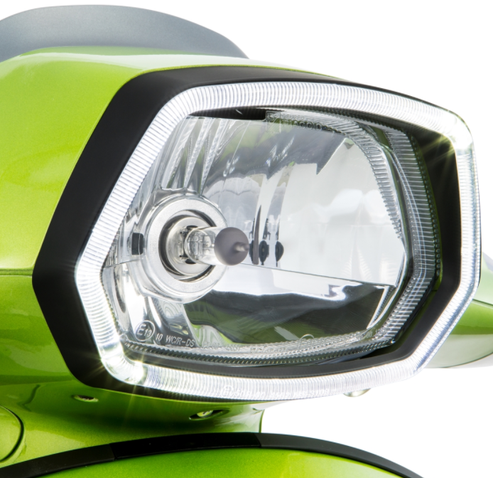 Anillo de luz negro brillante LED para Vespa Sprint 50ccm 2T/4T ('13-'18)
