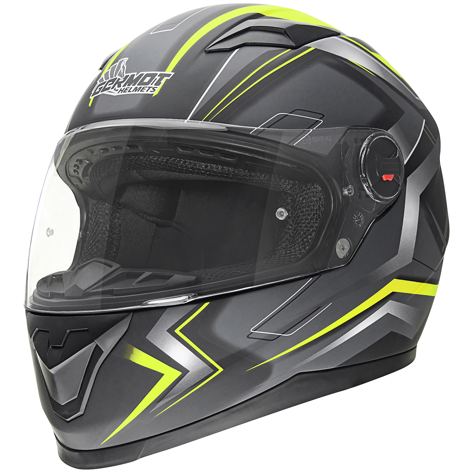 Casco integral Germot GM 320, negro mate/amarillo