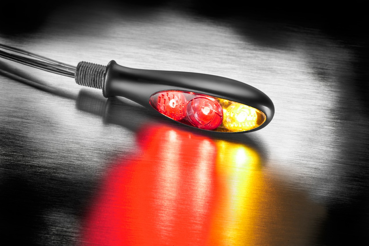 Indicador Kellermann, luz trasera y de freno, Micro S DF Dark, aluminio, LED, HL/HR, 12 V, negro mate