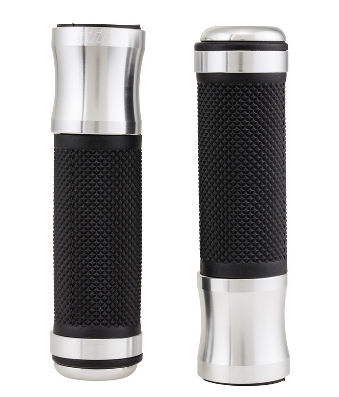 Puños Ø 24/24 mm, L 125 mm para Vespa PX 125-200cc, negro/plata