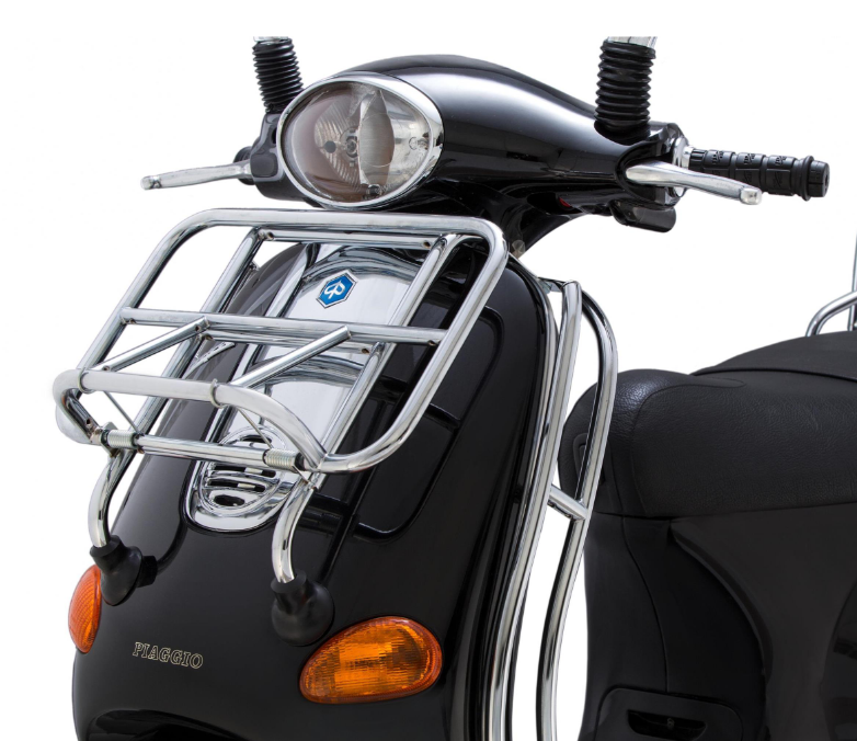 Portaequipajes delantero para Vespa ET2/ET4 50-150cc, plegable, cromado