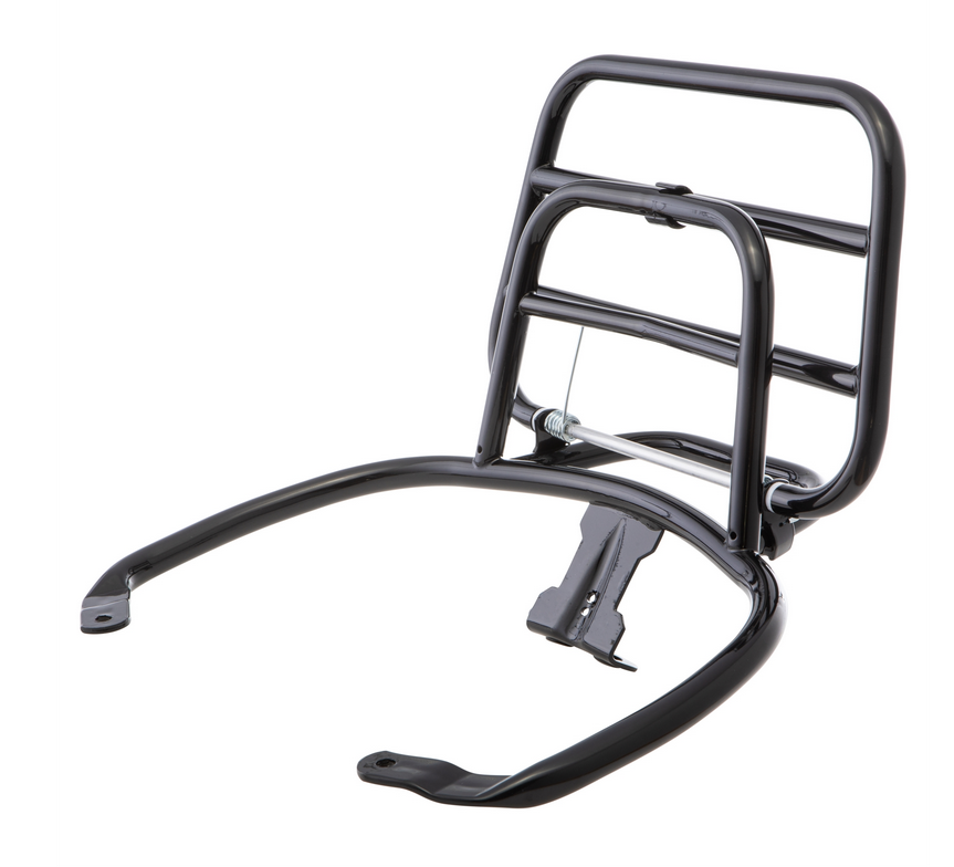 Portaequipajes trasero para Vespa Primavera /Sprint 50-150ccm, plegable, negro brillante