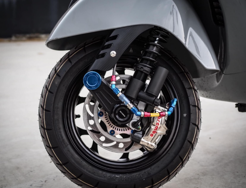 Amortiguador delantero para Vespa GTS/GTS Super/GTV/GT 60/GT/GT L 125-300cc, negro mate