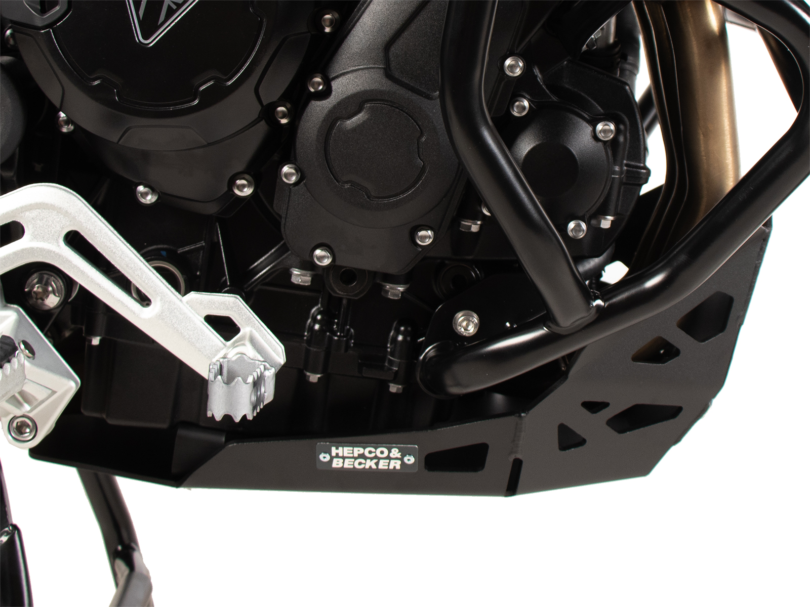 Placa de protección del motor negra para Triumph Tiger 900 GT / Pro (24-) Hepco & Becker