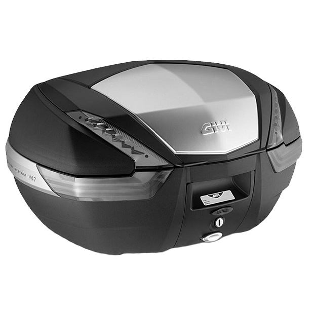 V47 TECH MONOKEY Topcase 47 litros negro / aluminio con reflectores transparentes Givi