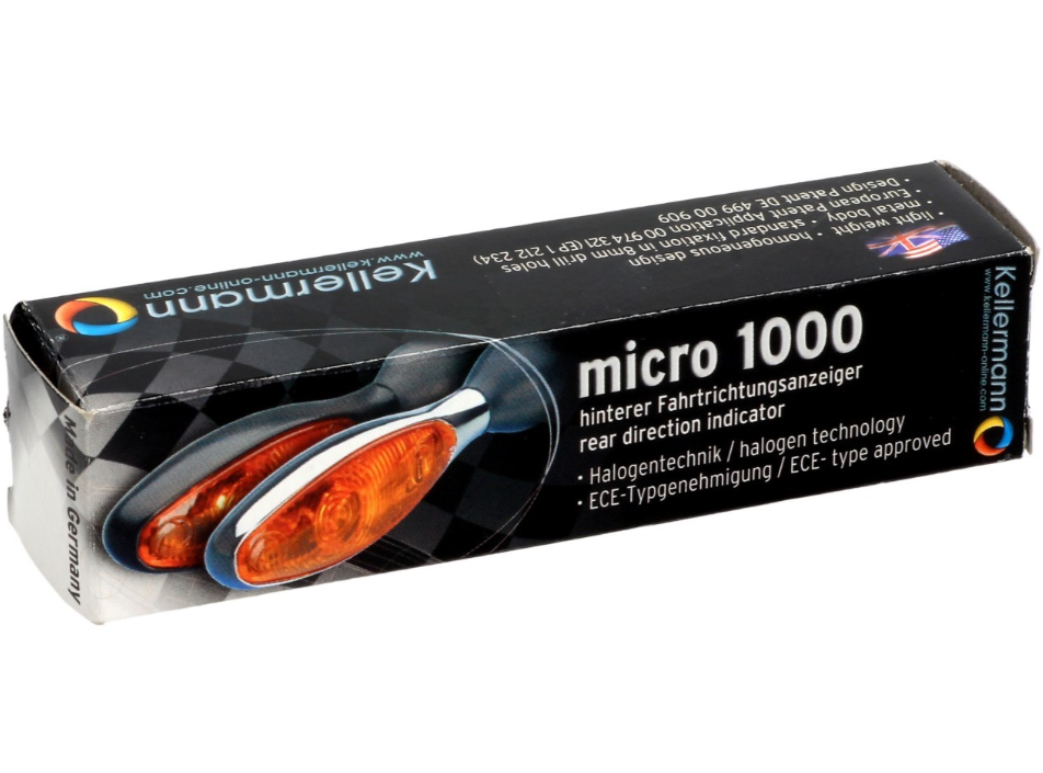 Indicador Kellermann, Micro 1000 Halogen, acero, halógeno, HR/HL, 12 V, 6 W, negro satinado