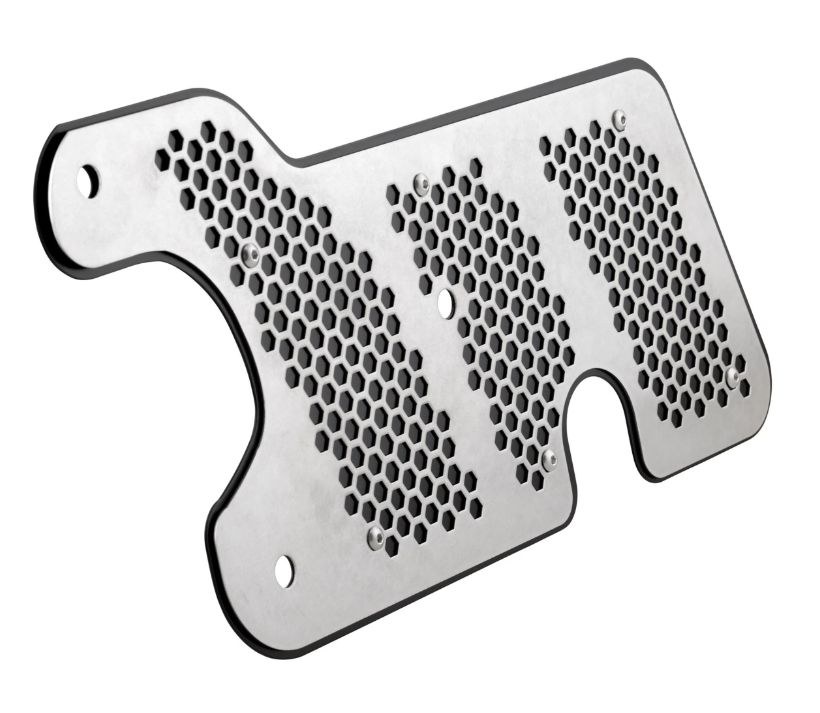 Embellecedor de escape basculante para Vespa GTS/GTS Super 125/150cc 4T LC iGet (Euro4), negro/plateado