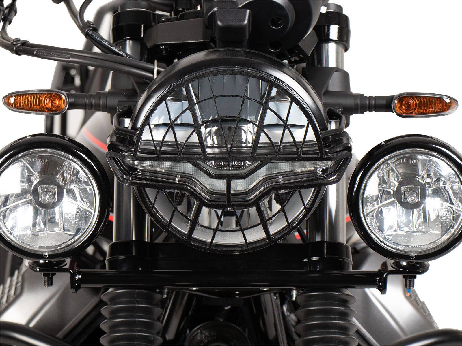 Protector de faros negro para Moto Guzzi V7 850 Special/Stone/Centenario (21-24) Hepco & Becker
